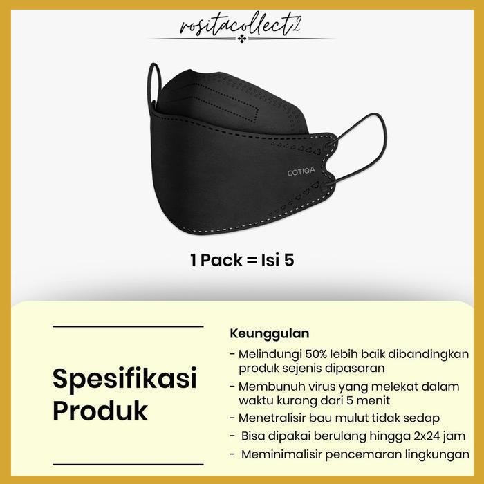 MASKER KF94 COTIQA KF 94 5PLY COPPER OXIDE MASK TEMBAGA ISI 5PCS BY ROSITA COLLECT DUA