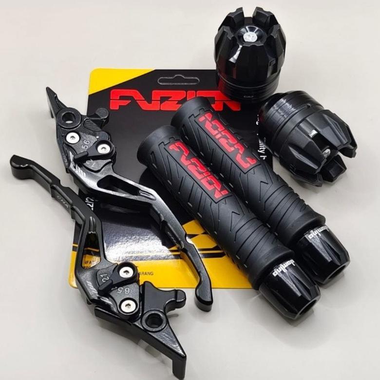 HLM- [ Paket 4in1 ] Model Hayaidesuu THE STORM / Handgrip FUZION + Jalu stang cnc + Jalu As + handle