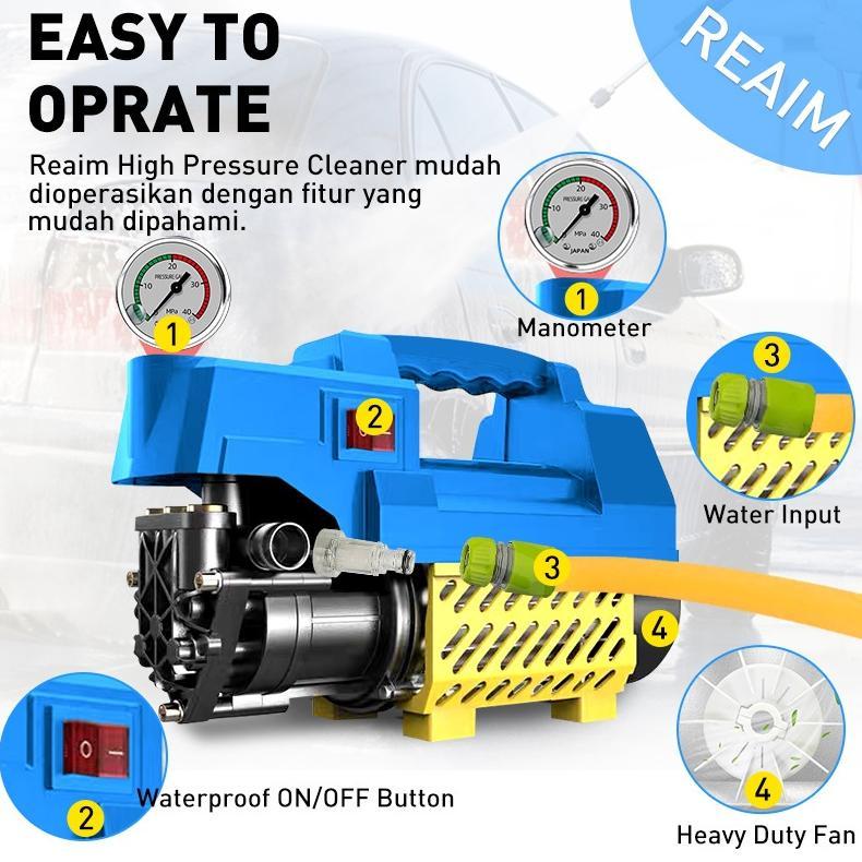 Reaim 600W Jet Cleaner 350Bar Mesin Cuci Motor Jet Cleaner Mesin Cuci Mobil Alat Cuci Motor Jet Clea