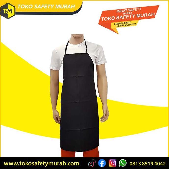 Apron Drill Warna Hitam Polos Celemek Kain Celemek Masak Koki