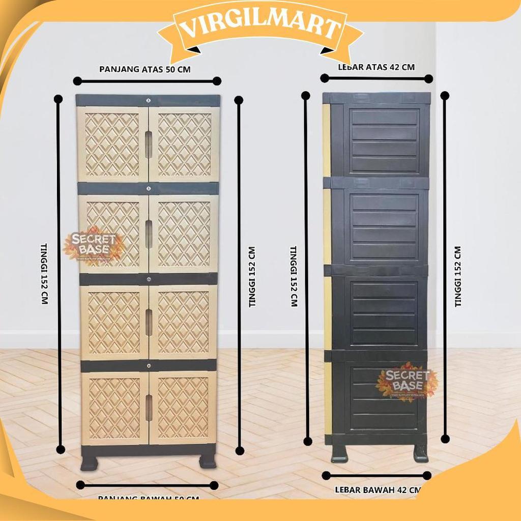 Lemari Star Susun 4 - Kunci / Lemari Pakaian Jumbo / Lemari Plastik Susun Ori
