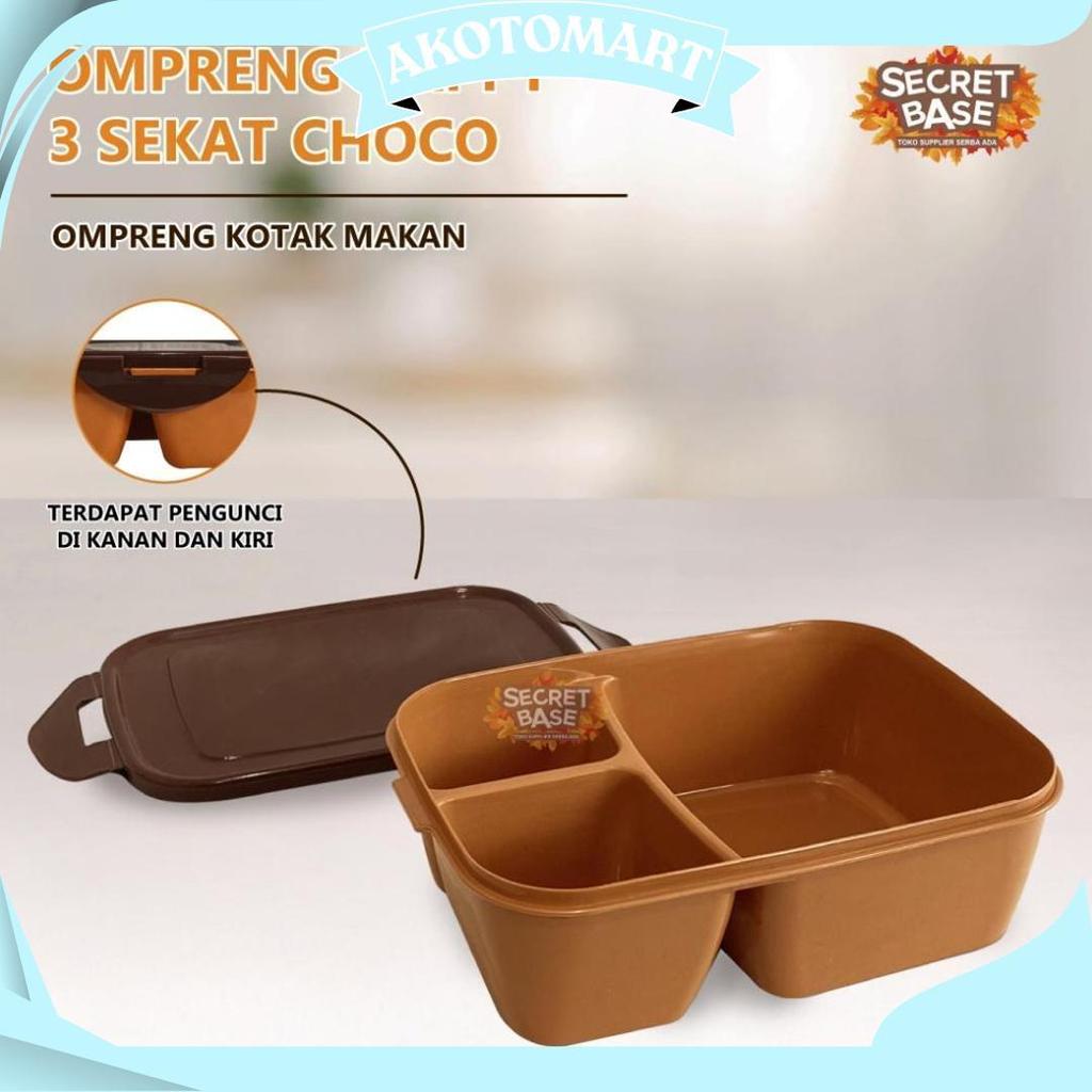 Ompreng Happy 3 Sekat Choco - Ompreng Kotak Makan / Kotak Bekal / Lunch Box Sekat Sale