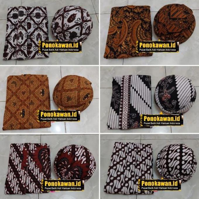 Bawahan Set Jarik Instan Jadi Pria + Blangkon Motif Senada Premium