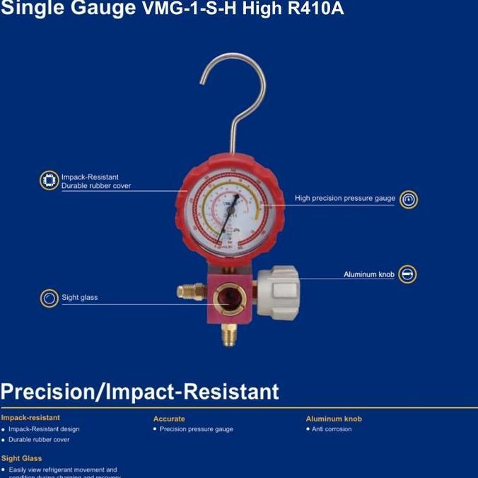 ARURU Manifold Single Gauge VALUE R410 HIGH VMG-1-S-H CBH/CBL ( R410A / 410 )