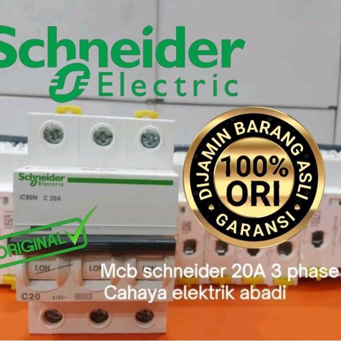 Promo MCB 3phase Schneider 3p 20a Acti9 ic60n A9F74320 mcb schneider 20 ampere mcb schneider 3phase 