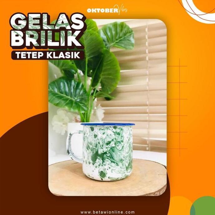 CANGKIR JADUL BLIRIK 7CM / MUG ENAMEL 7CM MOTIF BLIRIK ( LORENG )