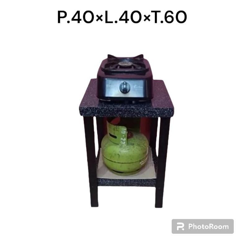 Rak 2susun meja serbaguna megicom hitam granit peralatan dapur