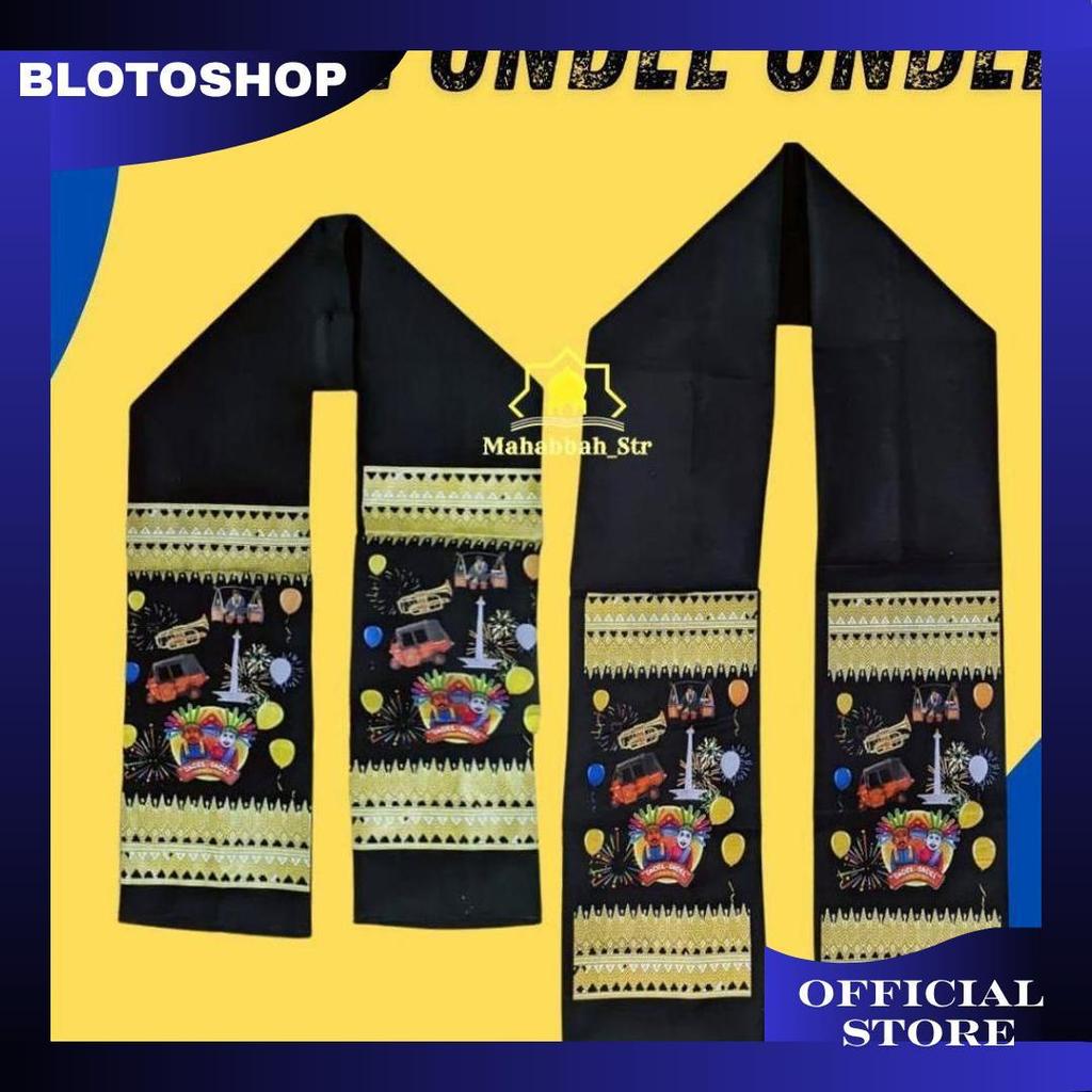 Syal Ondel Ondel Betawi Unisex Motif Bajai Monas Balon Kerak Telor Promo Puncak