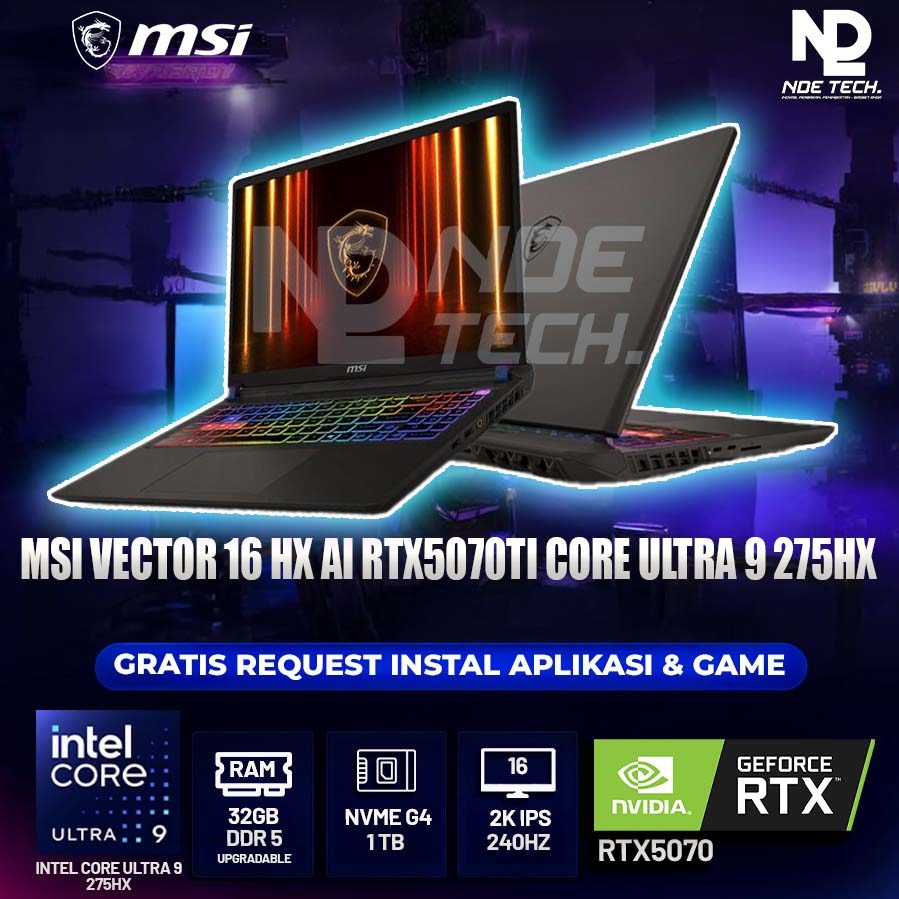 MSI VECTOR 16 HX AI RTX5070TI CORE ULTRA 9 275HX