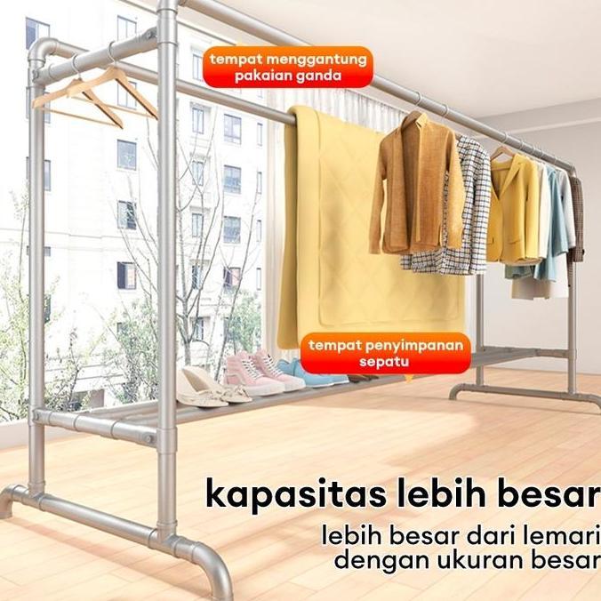 Jemuran Baju Stainless Kuat Besar Jemuran Baju Besi Gantungan Baju Berdiri Besar 22080160Cm