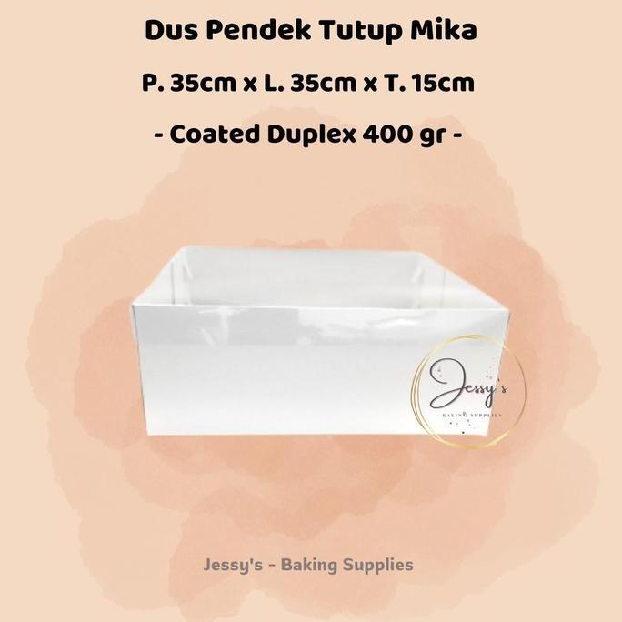 Dus Box Kotak Kue Cake Tinggi Mika 35 x 35 x 15 (Putih Polos)
