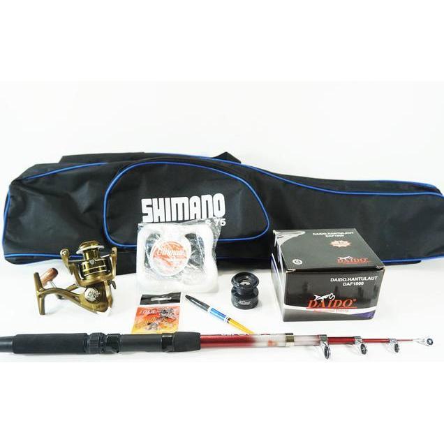 Set Alat Pancing Komplit Reel Spool Besi 1 Dan Joran Antena 150