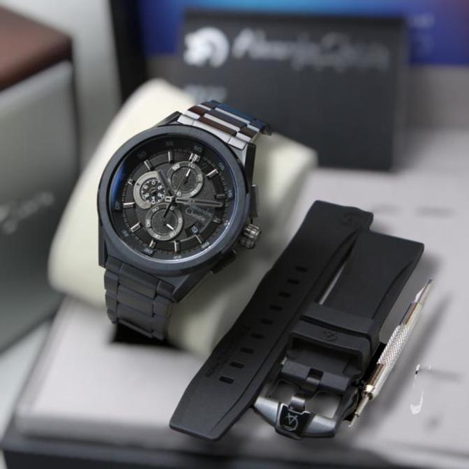 ALEXANDRE CHRISTIE 6654 MC FREE RUBBER PRIA ORIGINAL GARANSI 1TAHUN Crystal Jam Quartz Stainless Wat