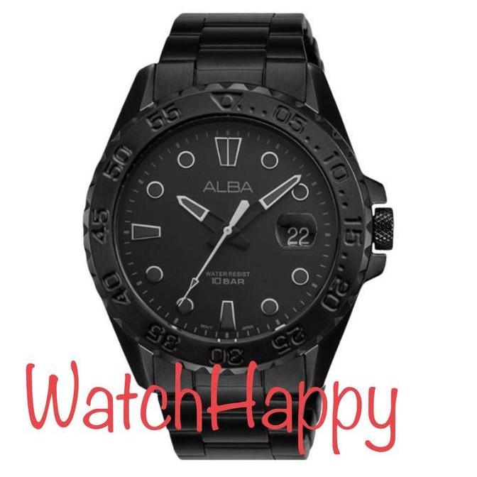 WatchHappy Alba AS9N65X1 Mens Sport Watch Dial Black Stainless AS9N65