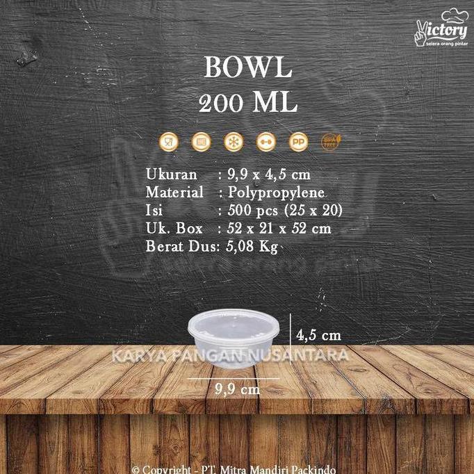 THINWALL VICTORY BOWL 200 ML CUP MANGKOK PLASTIK THIN WALL BUNDAR PER PCS