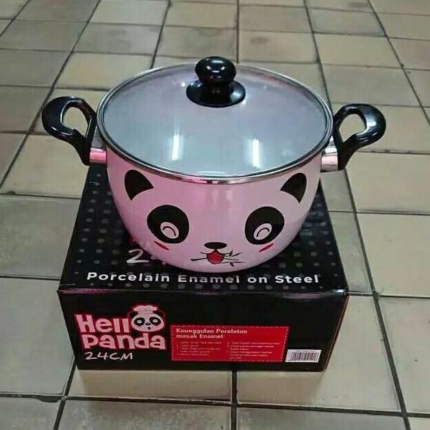 Panci Set Hello Panda Maspion Enamel Porcelain 24cm Putih Dutchoven