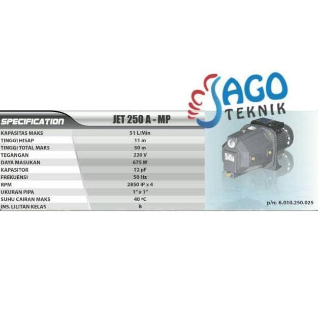 PHRENA JET PUMP / POMPA SUMUR DALAM SEMI JET 250A MULTIPRO