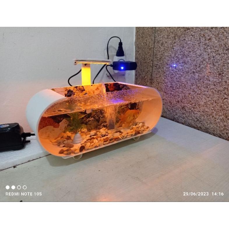 1 Set Aquarium Mini Plus Mesin Aerator/Aquarium Mini Cupang Plus Gelembung Udara