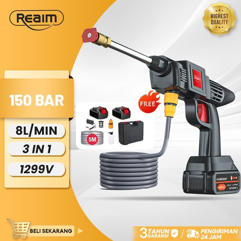 REAIM Jet Cleaner 150 Bar Semprotan Cuci Motor Mesin Cuci Mobil Semprotan Kencang Alat Cuci Motor Me