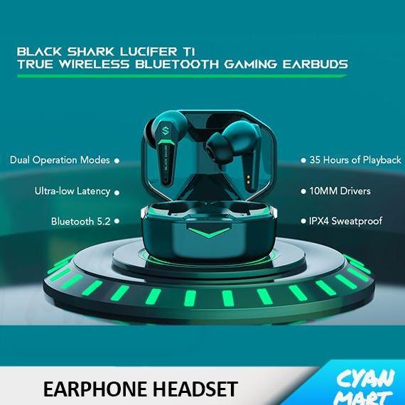 Headset Black Shark Lucifer T1 TWS Wireless Earphone Gaming BlackShark Original