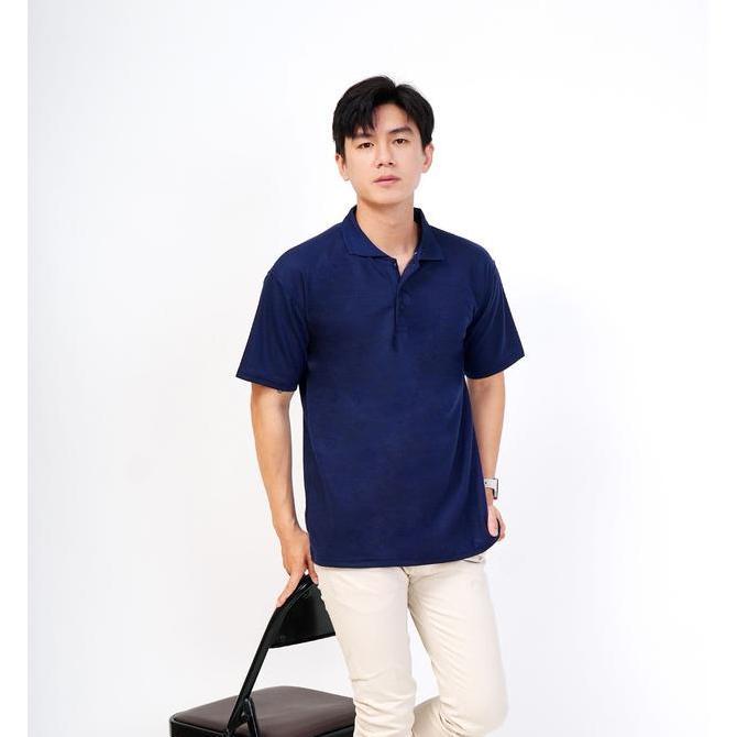 DS123 }} Kaos kerah biru dongker polos - kaos kerah navy polos / polo polos