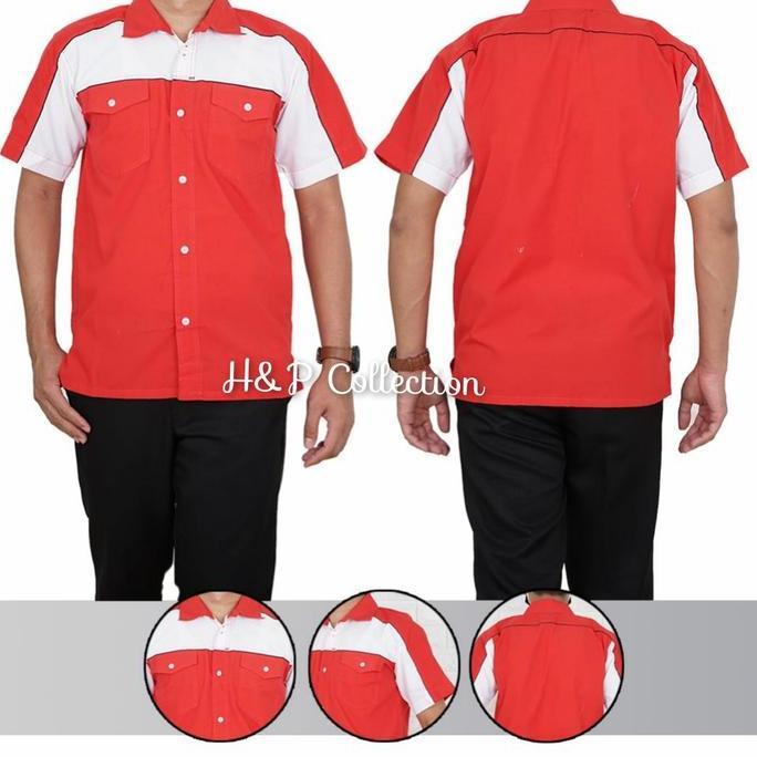 DF103 >> Rc KEMEJA SERAGAM KERJA / HIJAU COMBI PUTIH