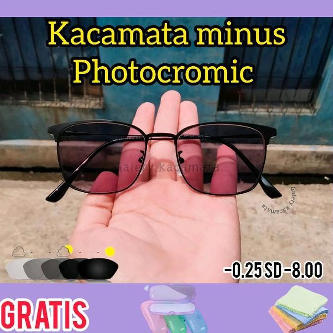 DI65 - Kacamata Minus Photocromic -0.25 sd -8.00 Kacamata Photocromic Pria dan Wanita