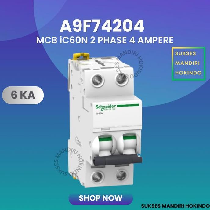 Promo Mcb 2P 4A 2 Phase 4 Ampere Original Sni Schneider Ic60N 2 Pas 4 Amper Cod
