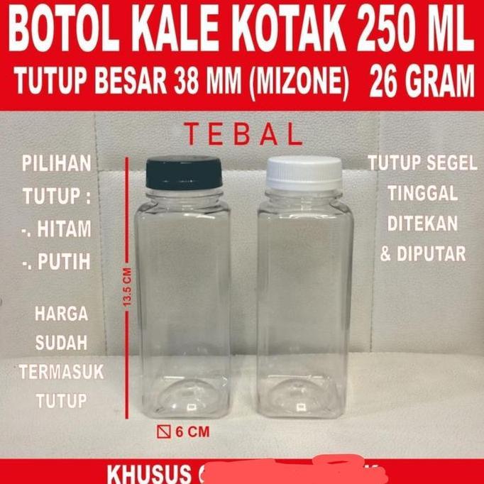 Botol Kale Kotak 250 ml Tebal / Botol Plastik 250 ml Kale Tebal
