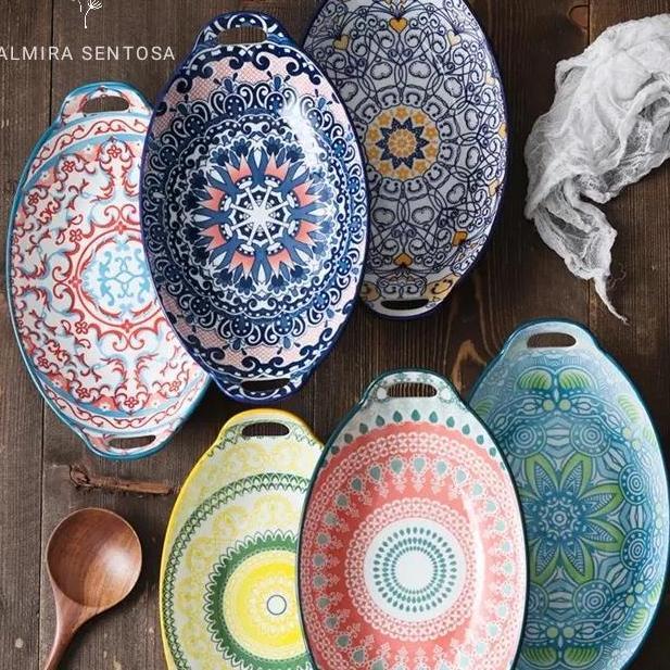 Piring Mangkok Saji Keramik Motif Maroko Tunnisia