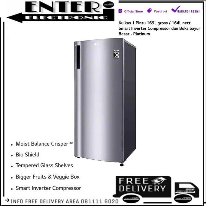 BEBAS ONGKIR - LG GNINV201DL - KULKAS LEMARI ES 1 PINTU SMART INVERTER LG GN INV201DL