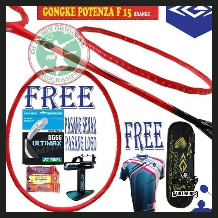 OLAHRAGA - GONGKE POTENZA F 5/10/15 RAKET BADMINTON ORIGINAL PACKING AMAN