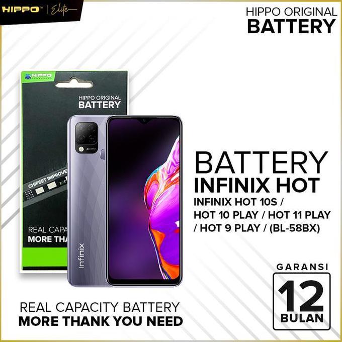 TERLARIS - HIPPO BATERAI INFINIX HOT 10S/HOT 10 PLAY/HOT 11 PLAY(BL-58BX) 5960MAH