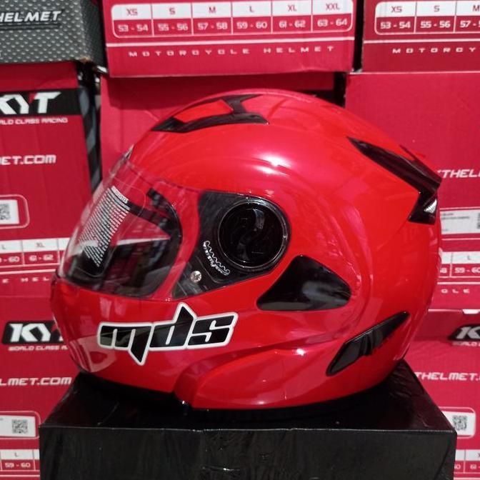HELM MDS PRO RIDER SOLID MODULAR FIRE RED