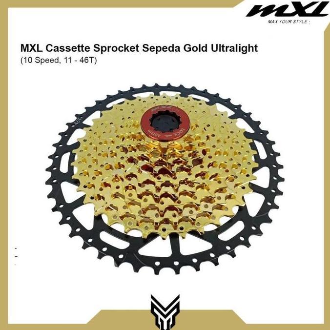 TERBARU - Cassette MXL Gold Ultralight 10 Speed 11-46T Sprocket Cassette Gear Sepeda