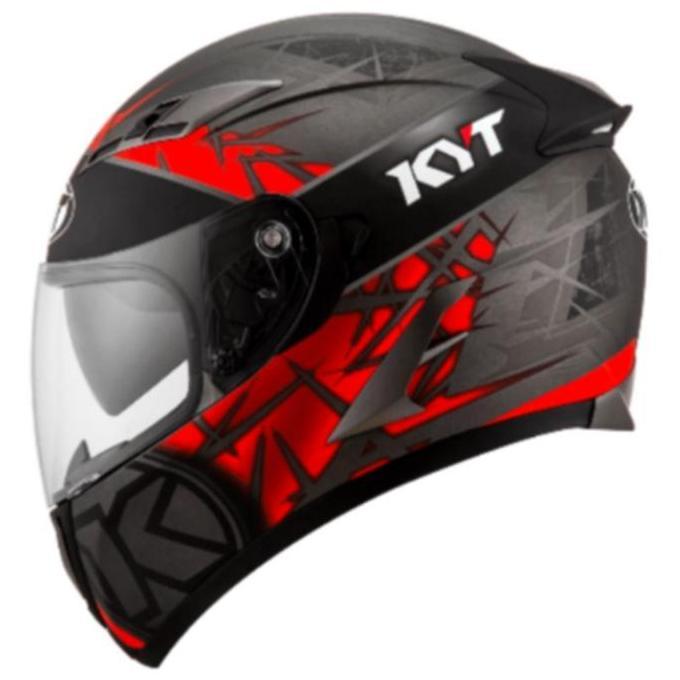 NEW HELM KYT FALCON FR SPIKE - GUNMETAL DOFT/RED FLUO