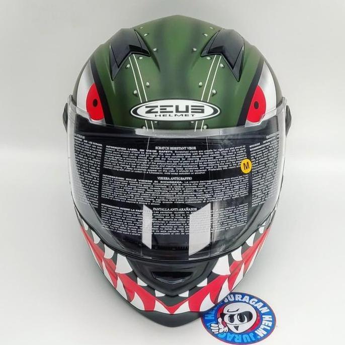 ZEUS ZS811 Z811 AL38 FLAT GREEN/SILVER FULL FACE