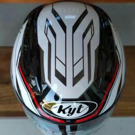 KYT HELM RC7 MOTIF 14 BLACK WHITE RED