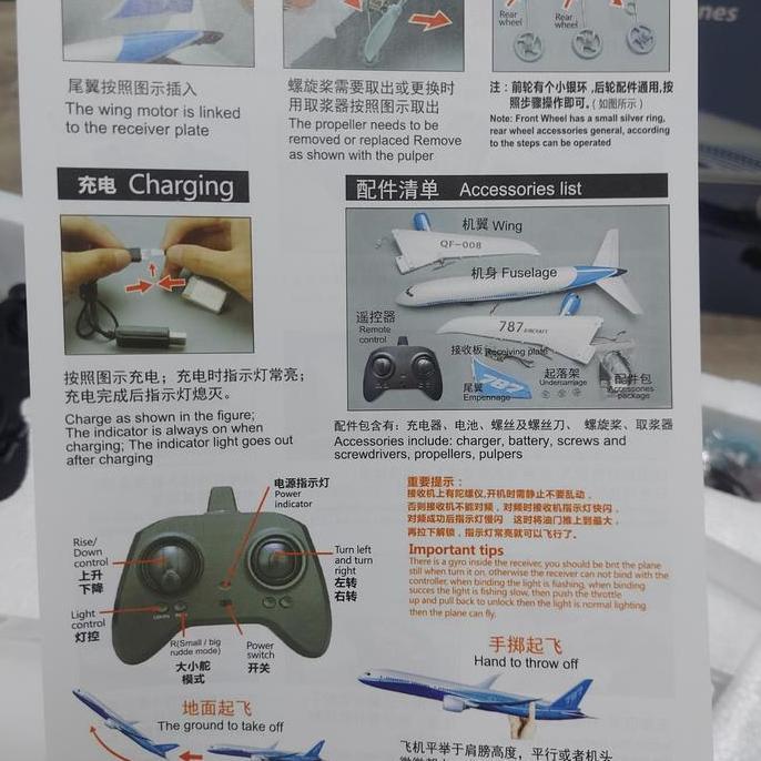 Pesawat RC QF008 Boeing 787 RTF 3 Channel Servo & Gyro Kelas Hobi