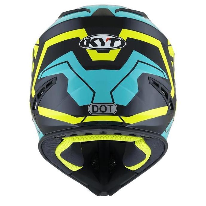 HELM CROSS KYT JUMPSHOT #3 - BLACK YELLOW FLUO / AQUA BLUE