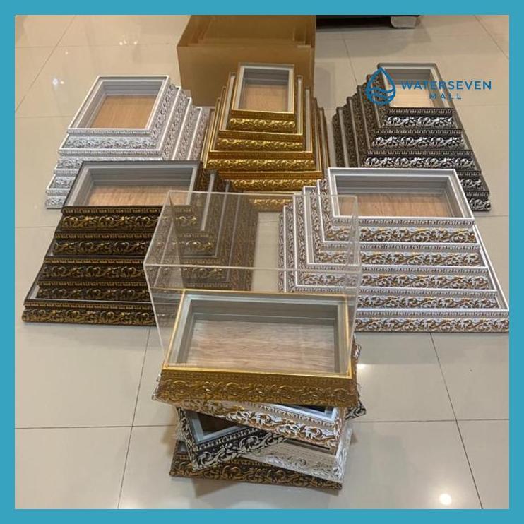 KERAJINAN KAYU - KOTAK HANTARAN PERNIKAHAN 6CM HANTARAN FRAME FIBER PLUS TUTUP AKRILIK TINGGI 20CM H