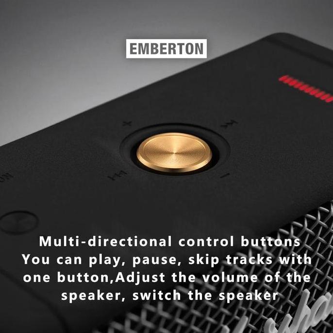 Marshall Speaker/ Marshall Emberton Portable Wireless Bluetooth Speaker IPX7 Water Resistant, Origin