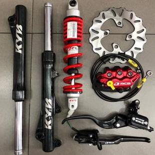 Paketan Master Rem RCB E3 Kotak 14mm set kanan kiri+Shock Shockbreaker Depan Belakang KYB Zeto 310mm
