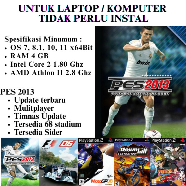 Flashdisk Game 32GB Isi PES 2013 update 2025 , GTA, Naruto, FIFA, Biliard, Metalslug Tanpa Instalasi