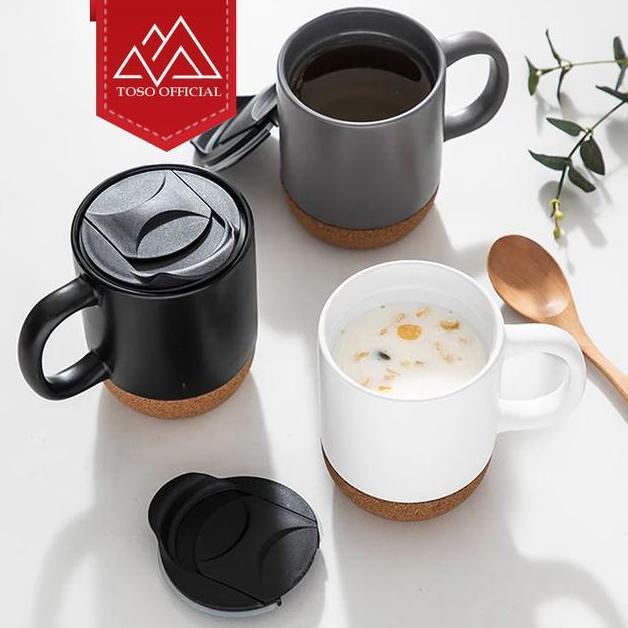 Cork Mug Gelas Cangkir Kopi Teh Keramik Nordic Ceramic Mug Cork Bottom