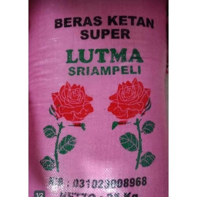 Beras Ketan Putih Premium LUTMA Dua Mawar 1 Sak = 25 kg. OJOL ONLY LM