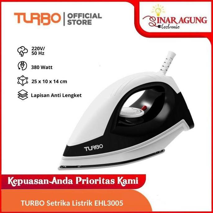 TURBO EHL3005 / EHL-3005 SETRIKA LISTRIK HITAM - GARANSI