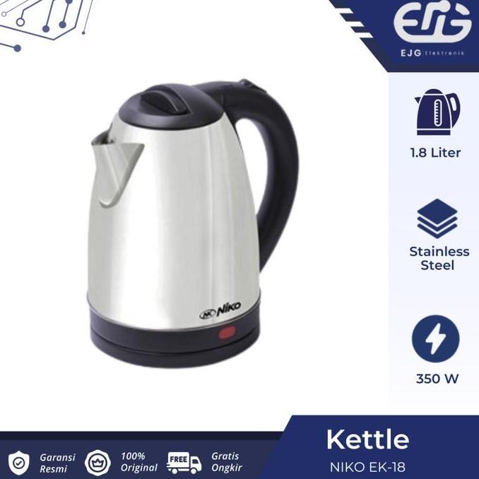Niko Teko Listrik NK EK18 Electric Kettle Niko Stainless Steel 1.8 Liter NKEK18
