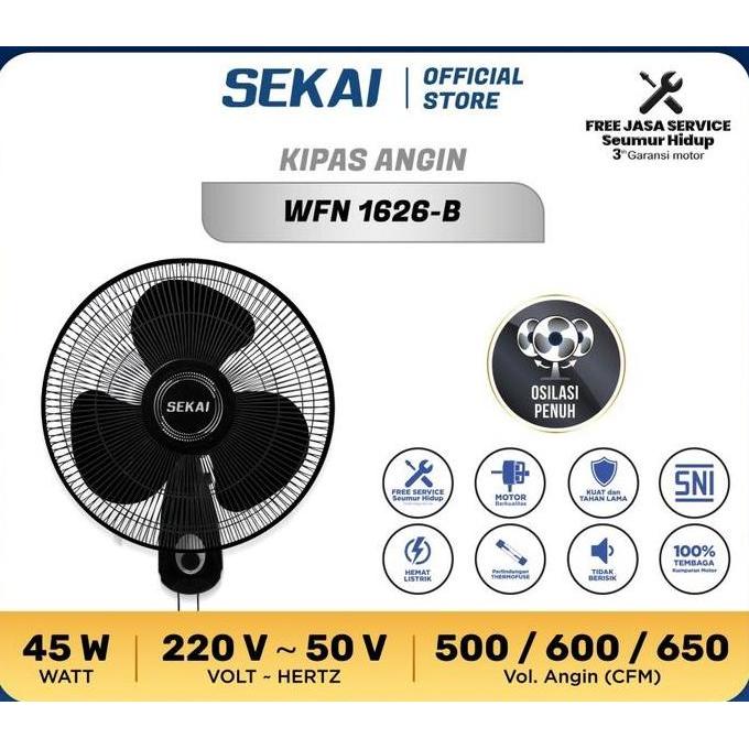 SEKAI Kipas Angin Wall Fan 16" - WFN 1626 WFN1626