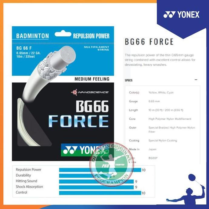 SENAR BADMINTON - YONEX BG66 BG 66 FORCE - ORIGINAL